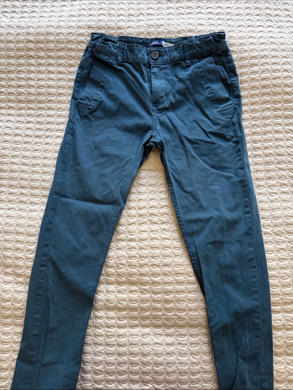 Kids Dark Teal Casual Chino Pants - Slim Fit